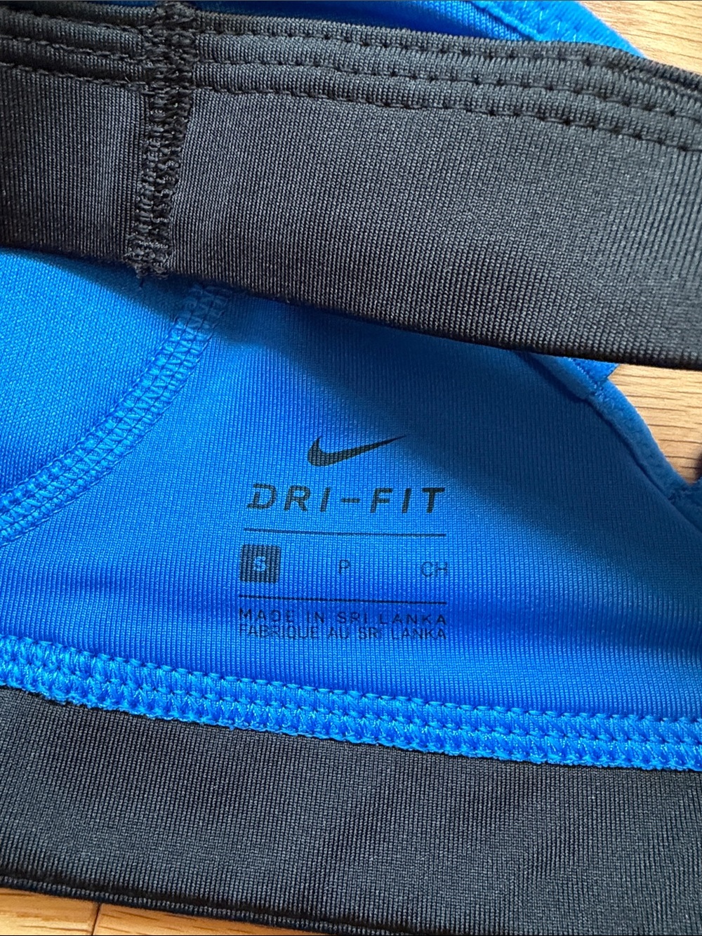 Nike Royal Blue Cross-Back Sports Bra with Black Band - Picture 2 of 3